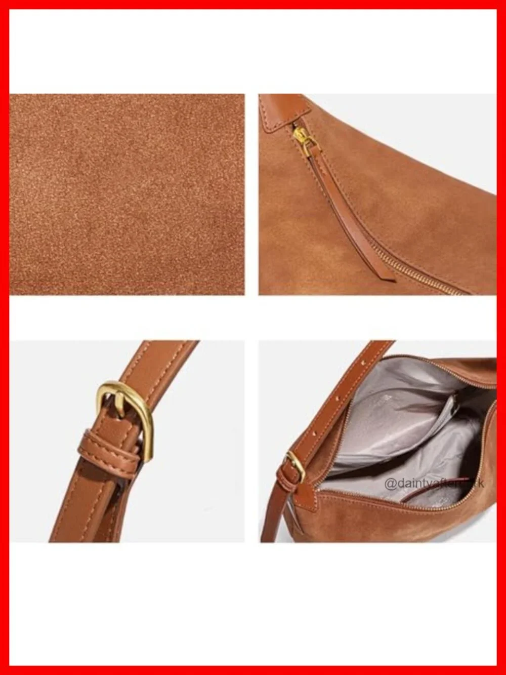 Faux Suede Hobo Bag Medium Shoulder Crossbody Adjustable Strap